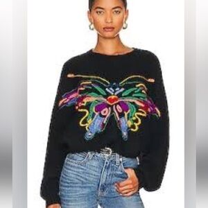 NWT Mother Batwing Sweater- Give Me Butterflies Baby Alpaca Embroidered M $475
